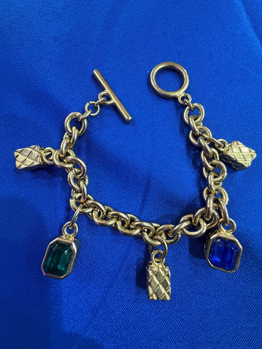 Park Lane Antique Gold-Tone Blue & Green Charm Bracelet